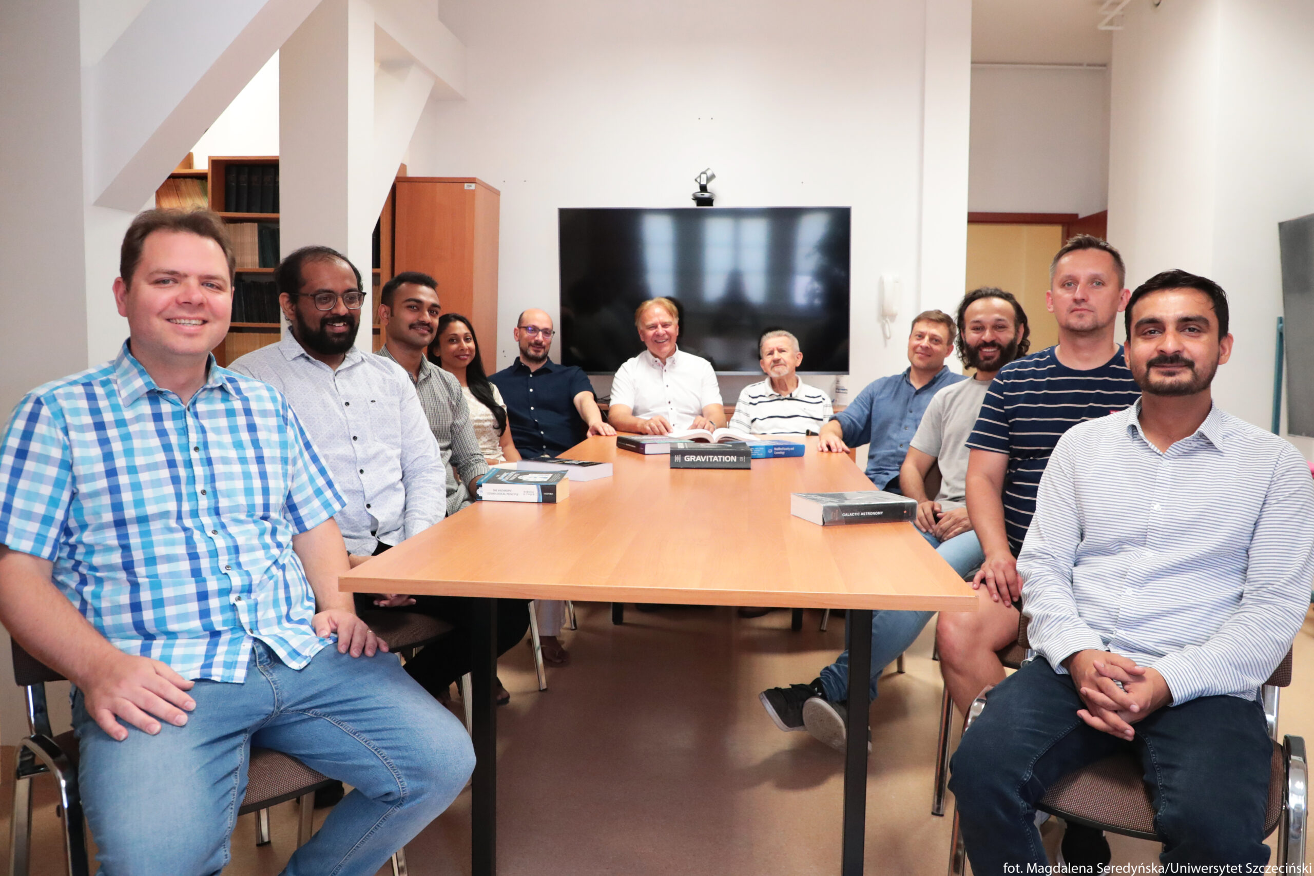 From left to right: Dr. Mateusz Lisaj, Pranav Prasanthan (M.Sc.), Jittendra Sudhir Joshi (M. Sc.), Dr. Sulona Kandhai, , Prof. Vincenzo Salzano, Prof. Mariusz P. Dąbrowski (head of the group), Prof. Janusz Garecki (emeritus), Prof. Tomasz Denkiewicz, Dr. Hussain Gohar, Prof. Adam Balcerzak, Shafqat Ali (M.Sc) , Saboura Sadat Zamani (M. Sc.) - not present in this photo, Paweł Kucharski (M.Sc) - not present in this photo.